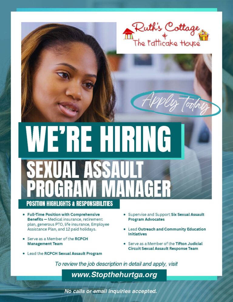 We’re hiring: Sexual Assault Program Manager at Ruth’s Cottage & The Patticake House. Apply today.