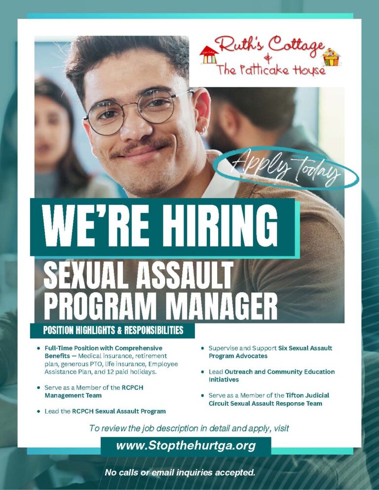 We’re hiring: Sexual Assault Program Manager at Ruth’s Cottage & The Patticake House. Apply today.